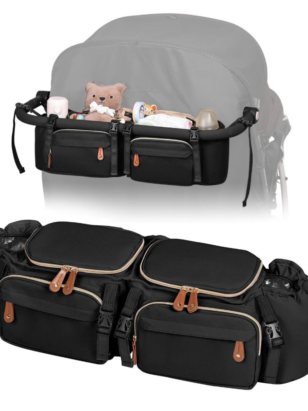 Double Stroller Organizer for Bob Duallie & Baby Jogger City Mini GT2 - Picture 9 of 9